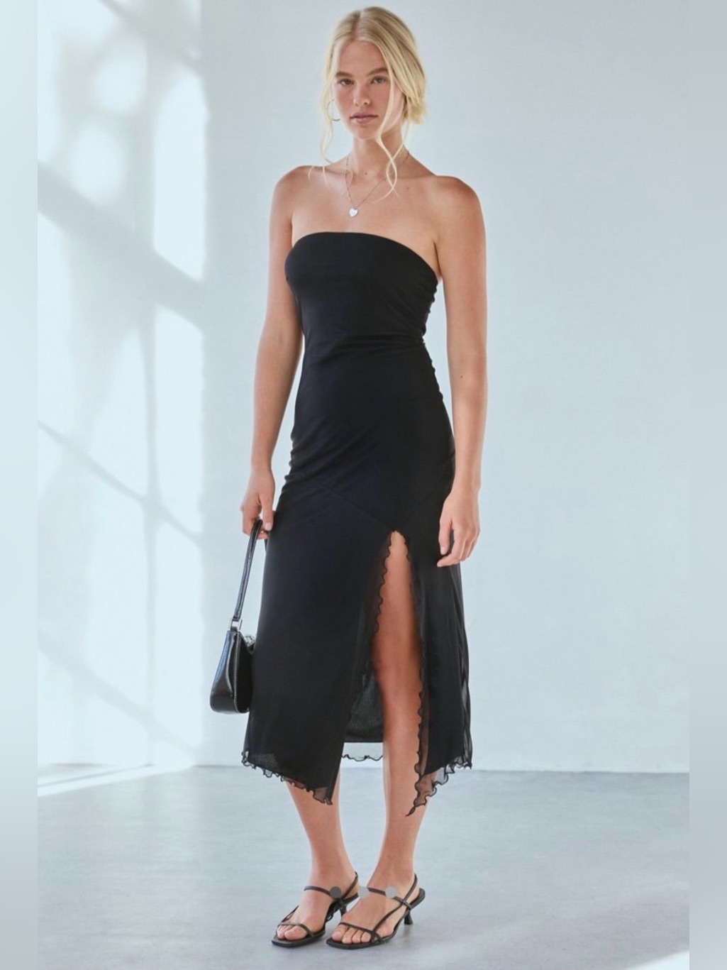 Nwt Uo Samara Mesh Strapless Midi Dress